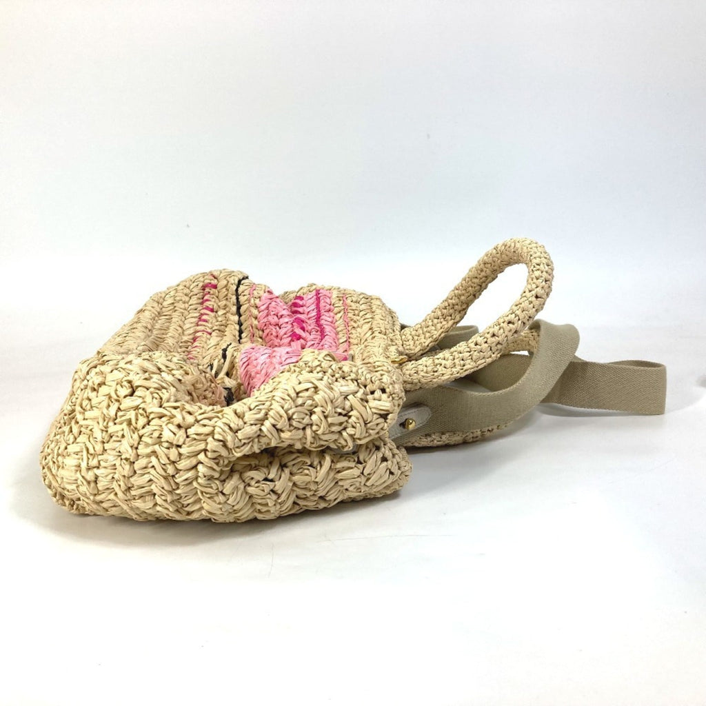 Prada Canapa Beige Pink Raffia Handbag Shoulder Bag