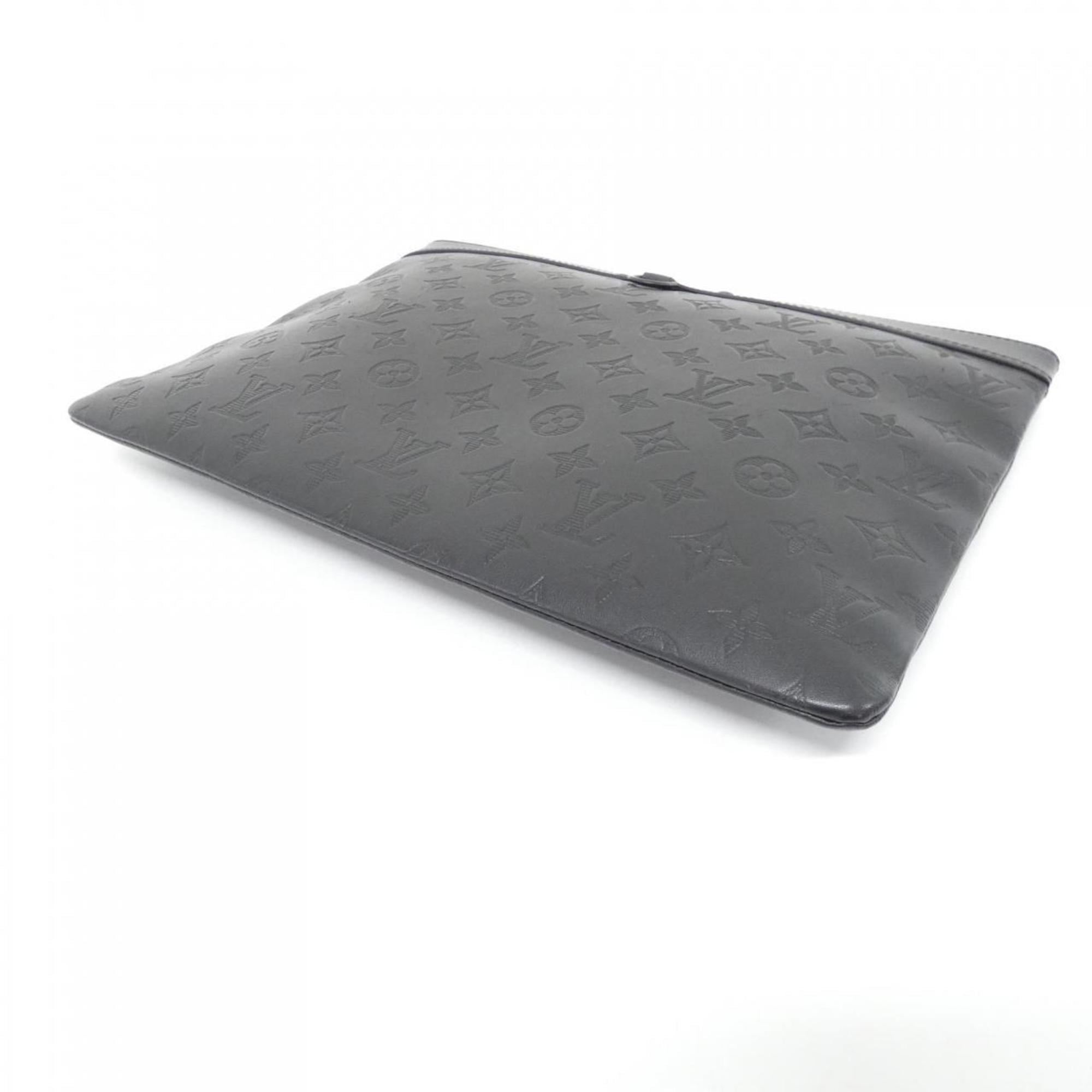 Louis Vuitton Monogram Shadow Black Leather Handbag Pochette