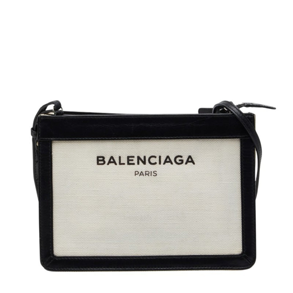 Balenciaga Black White Canvas Leather Shoulder