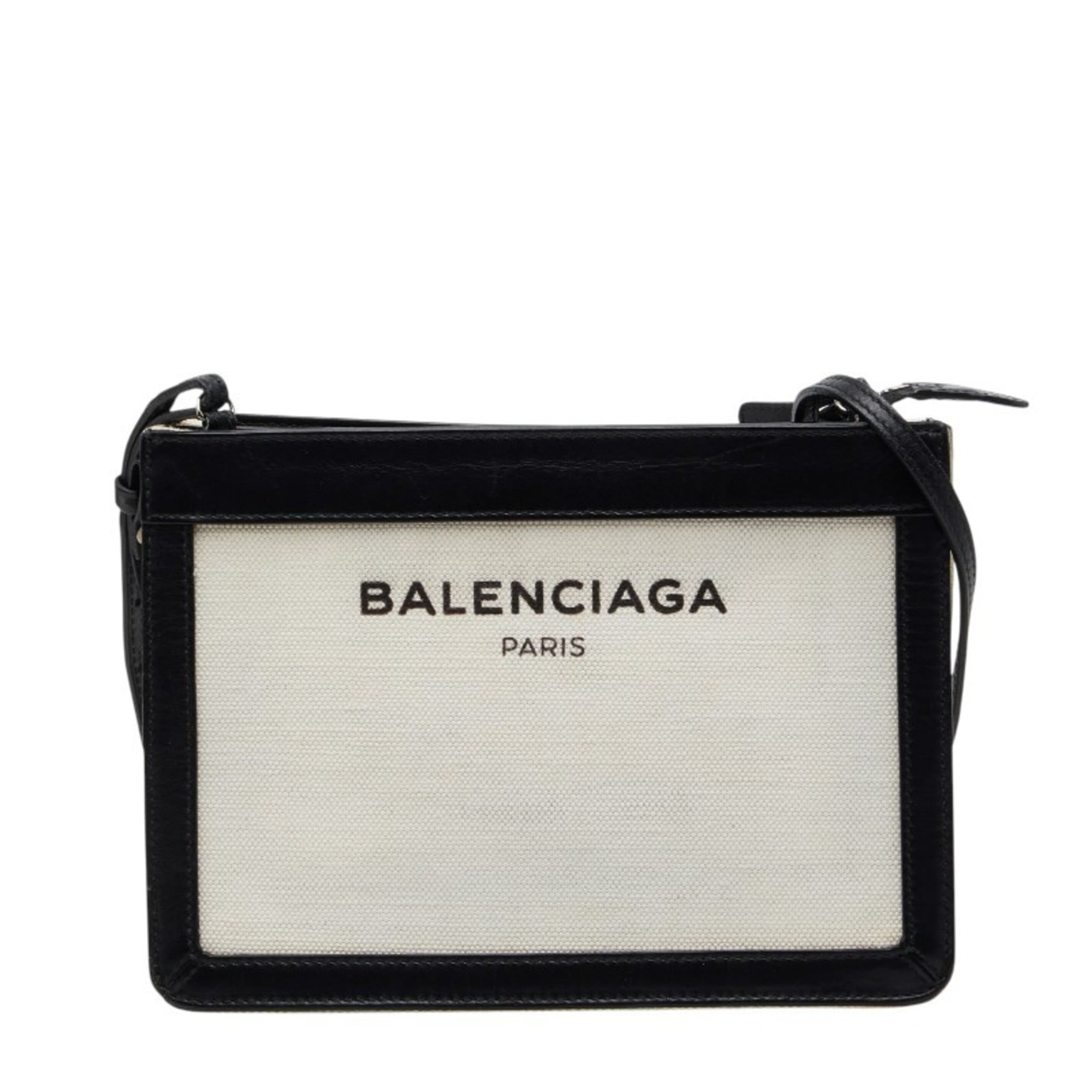 Balenciaga Black White Canvas Leather Shoulder