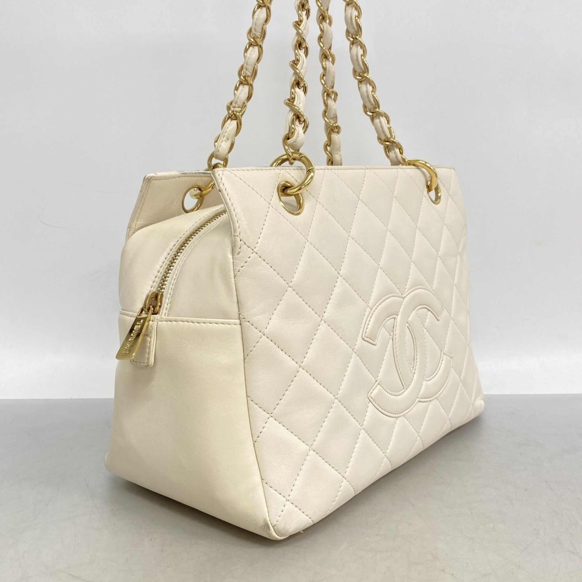 Chanel Ivory Leather Tote Bag
