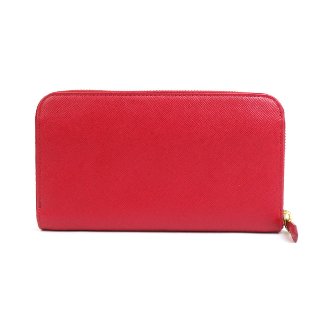 Prada Red Color Leather Long Wallet (Bi-Fold)