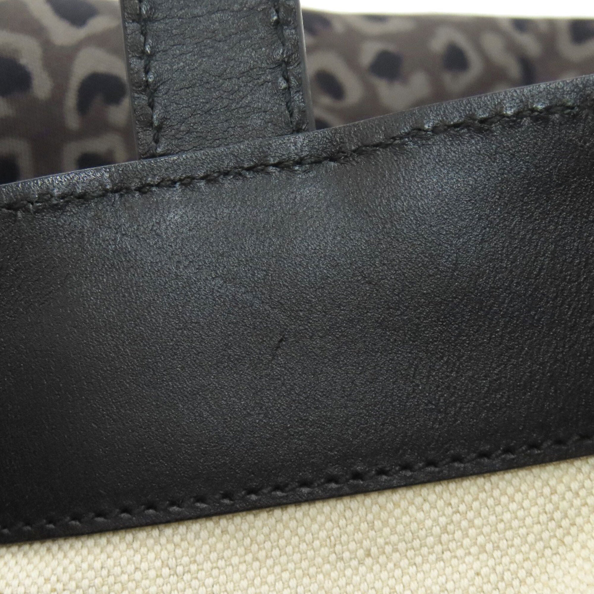 Gucci Gray Canvas Leather Tote Bag (Pre-Owned)