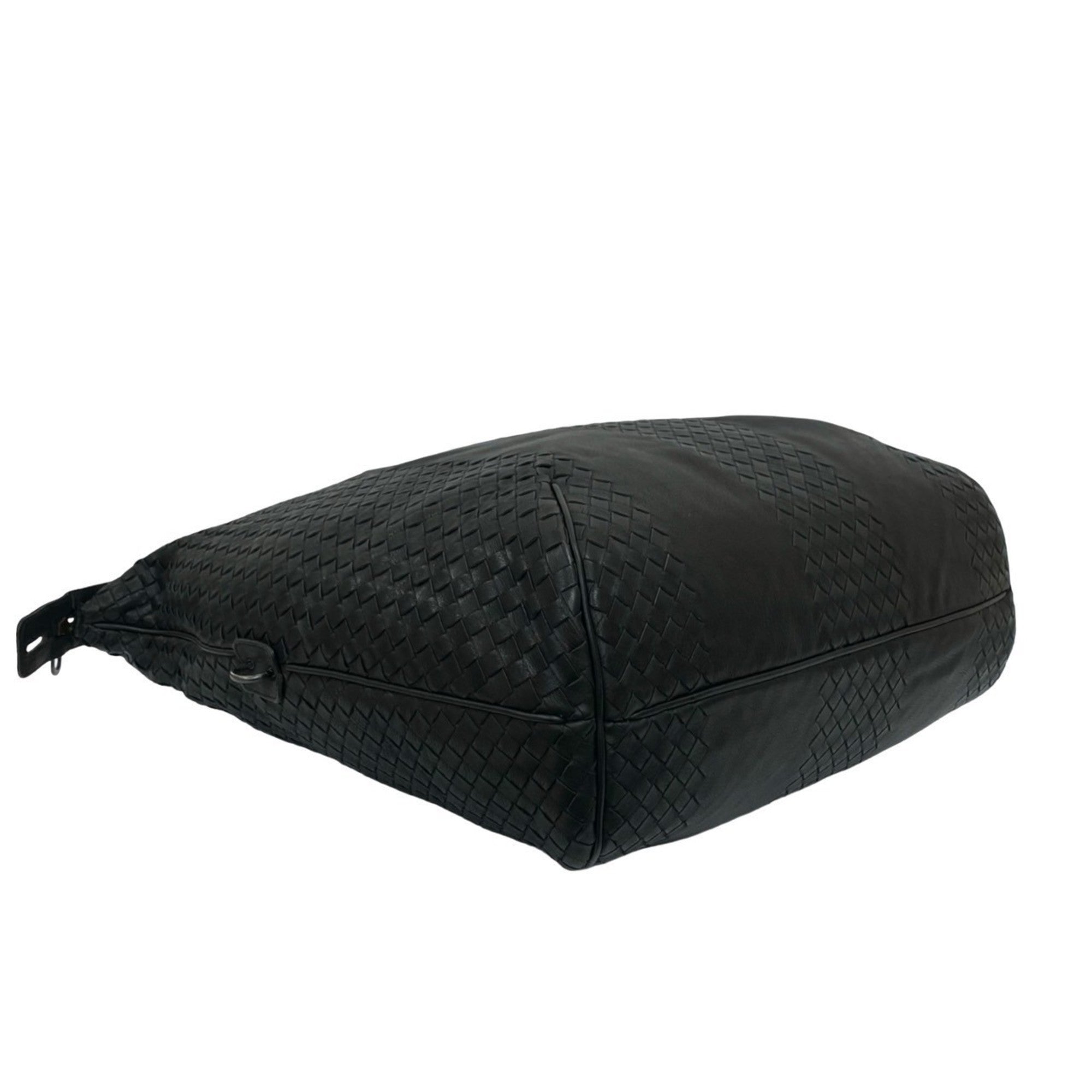 Bottega Veneta Black Leather Boston Bag Handbag