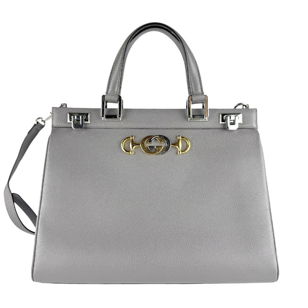 Gucci Gray Leather Handbag Shoulder Bag (Pre-Owned)