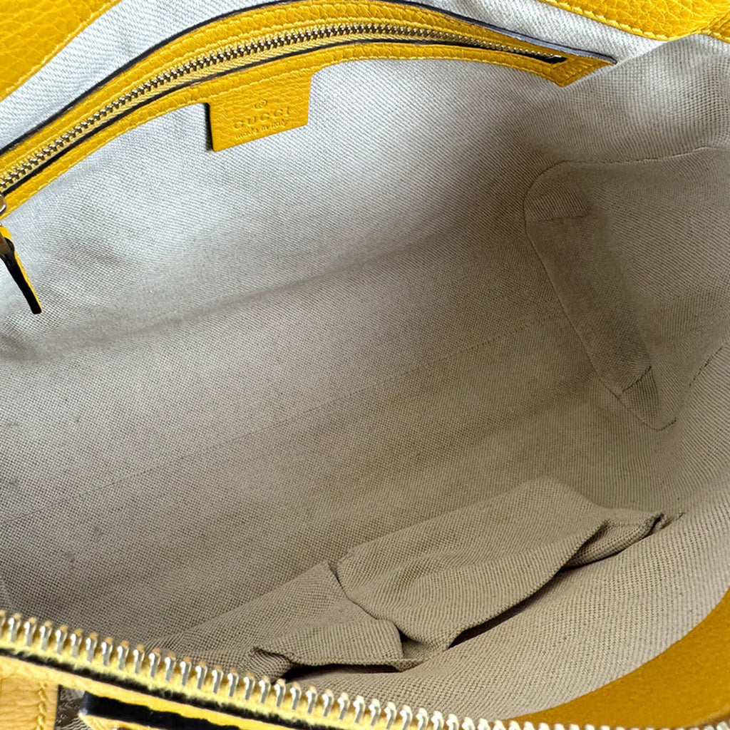 Gucci Brown Yellow Gg Canvas Leather Handbag Shoulder Bag (Pre-Owned)