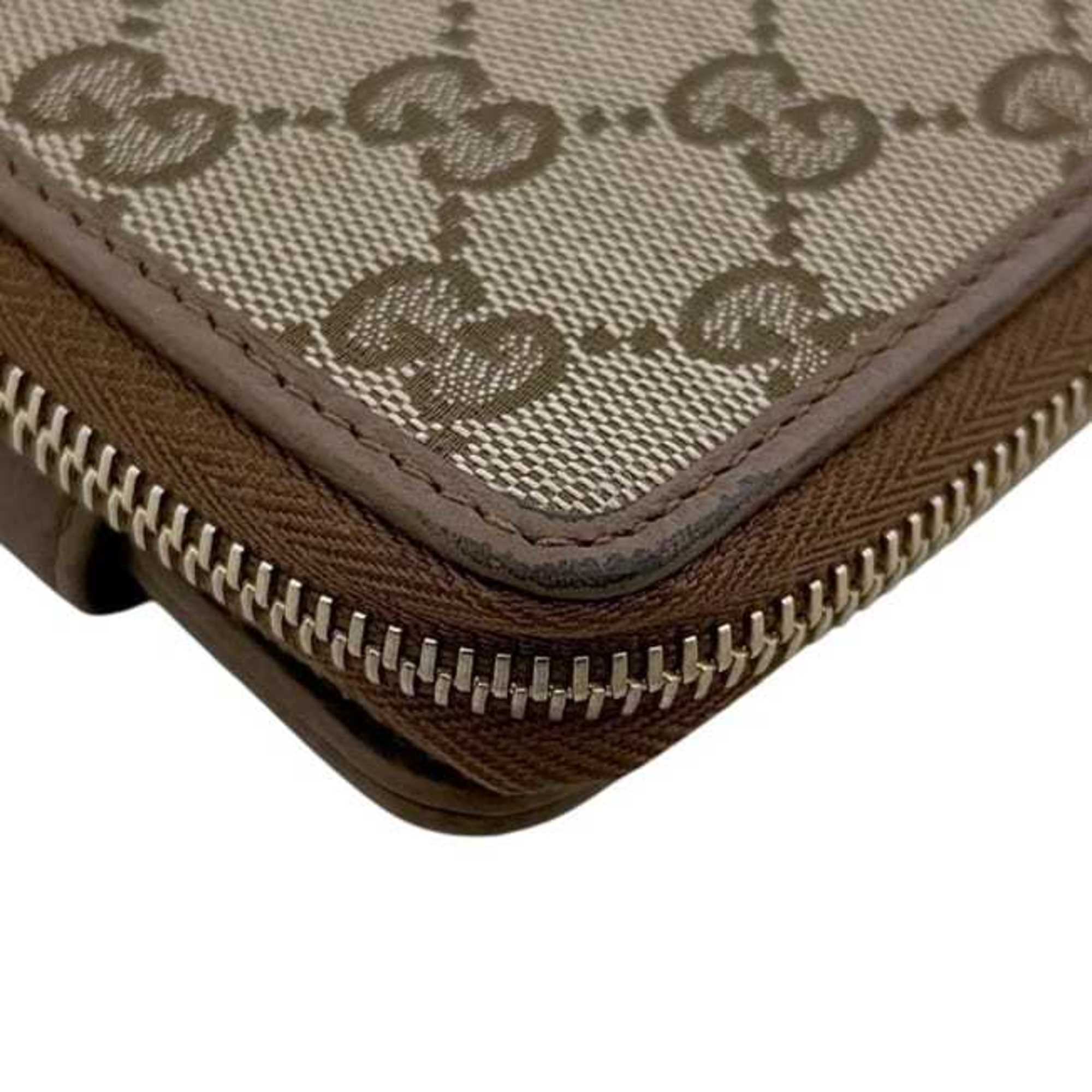 Gucci Beige Brown Brown Gg Gg Canvas Leather Wallet (Bi-Fold) (Pre-Owned)