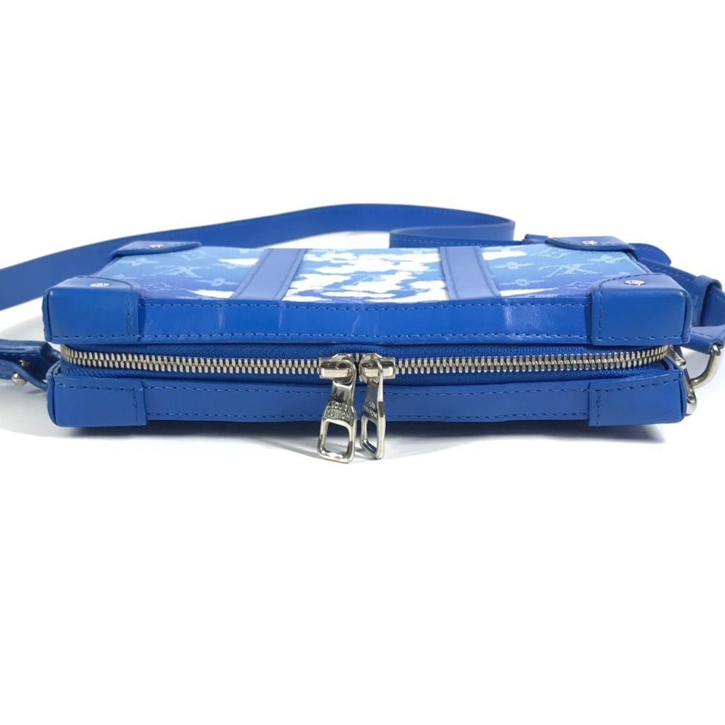Louis Vuitton Blue White Leather Clutch Bag Pochette Shoulder Bag