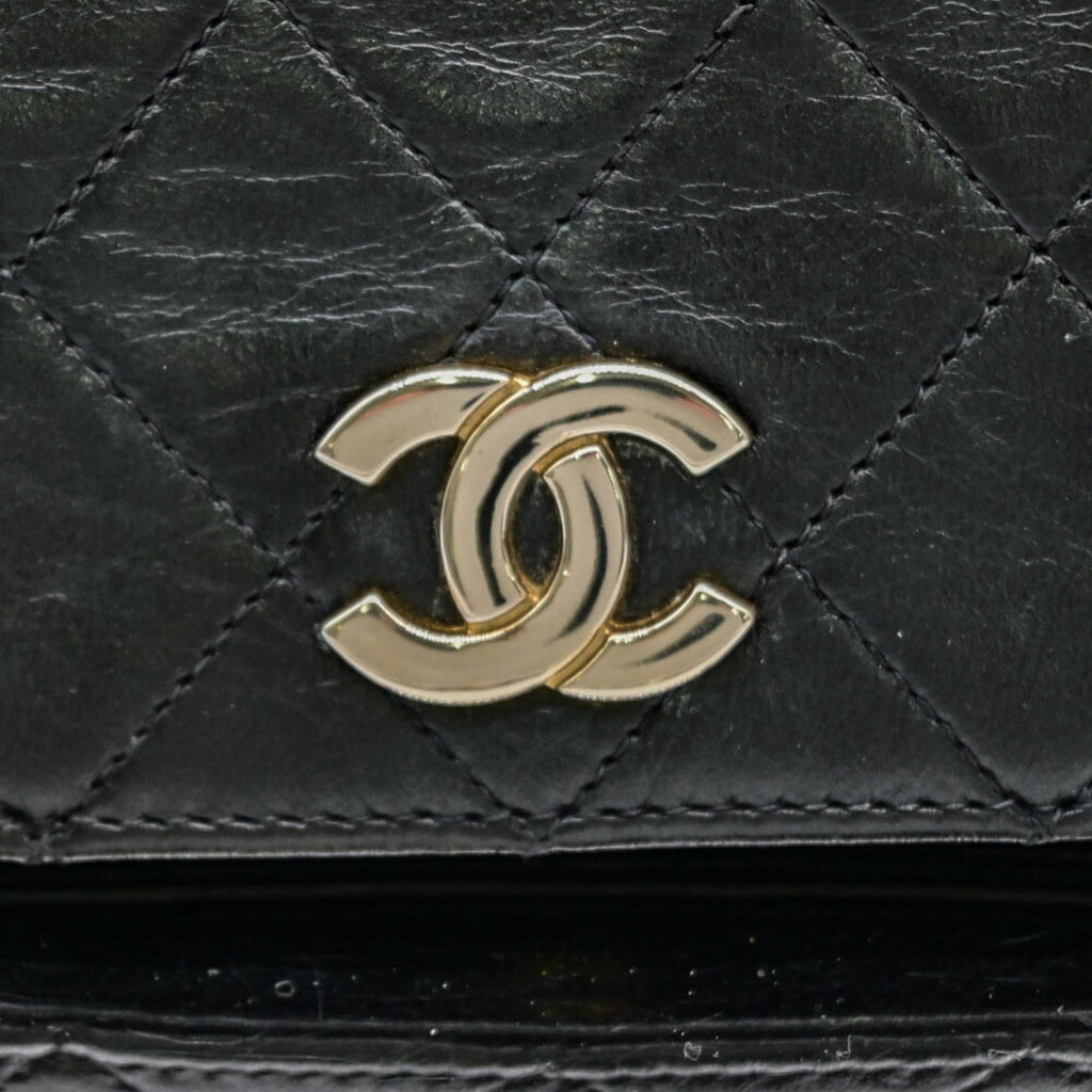 Chanel Black Leather Clutch Bag Shoulder Bag