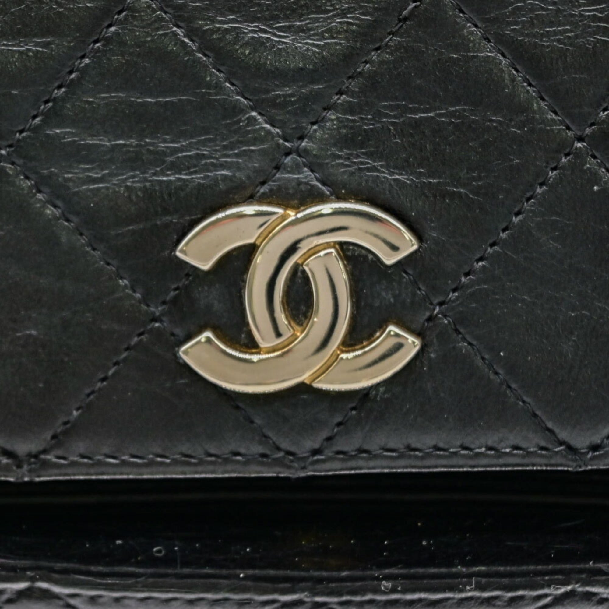 Chanel Black Leather Clutch Bag Shoulder Bag