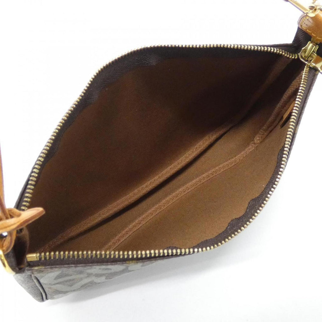 Louis Vuitton Brown Khaki Coated Canvas Pochette Pouch