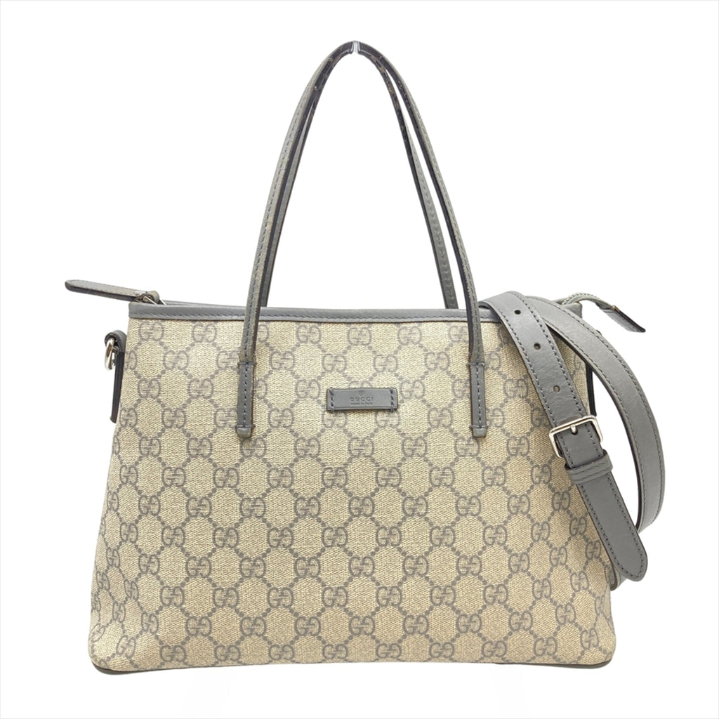 Gucci Gray Gg Supreme Leather Tote Bag (Pre-Owned)