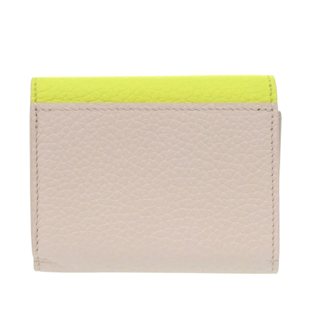 Louis Vuitton Beige Yellow Leather Wallet (Tri-Fold)
