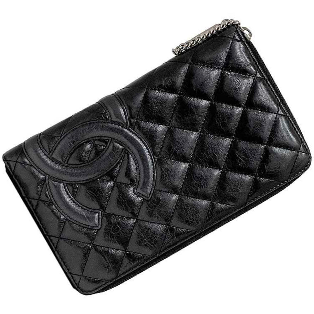 Chanel Black Leather Long Wallet (Bi-Fold)