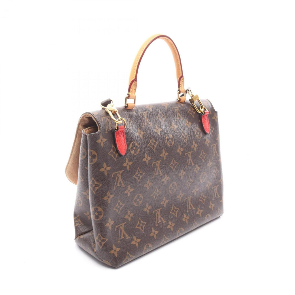 Louis Vuitton Brown Red Color Coated Canvas Leather Handbag