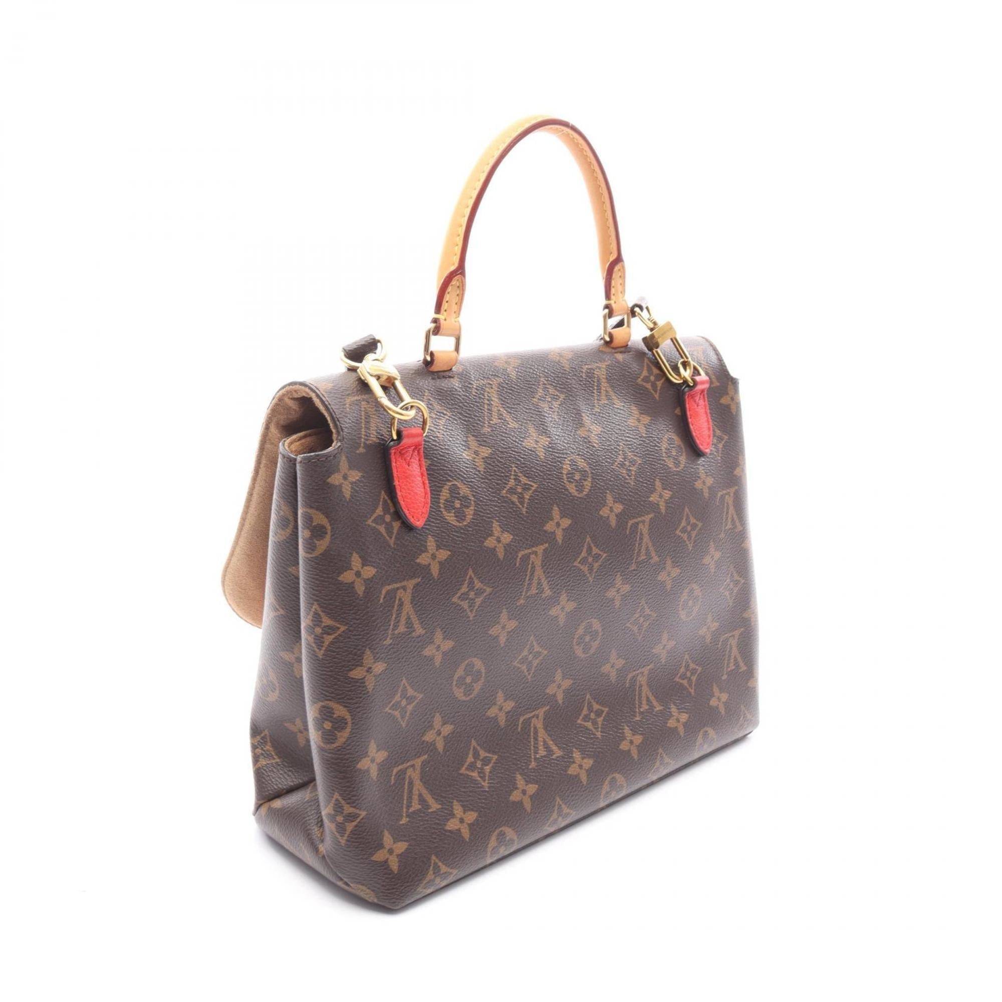 Louis Vuitton Brown Red Color Coated Canvas Leather Handbag