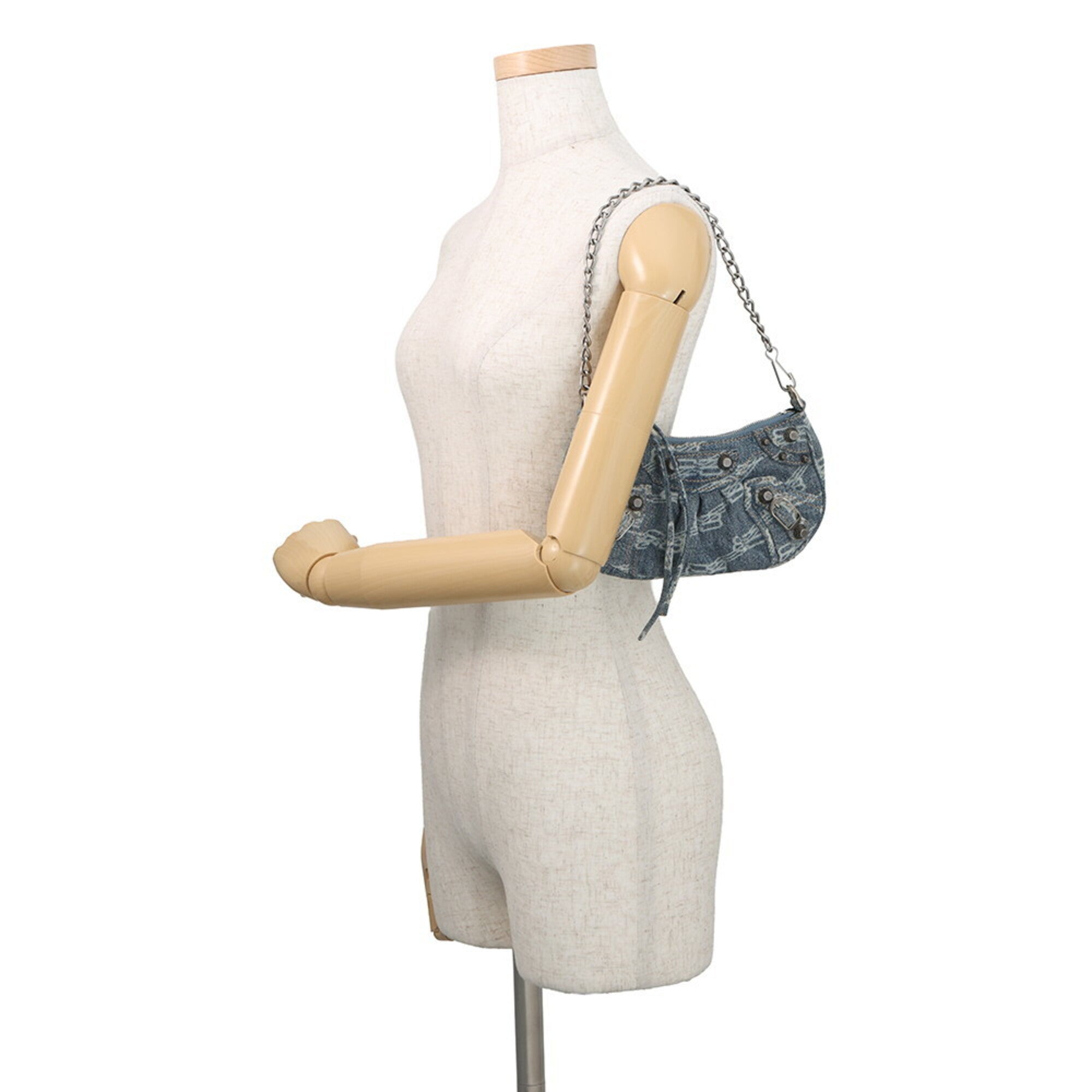 Balenciaga Blue White Denim Handbag Shoulder