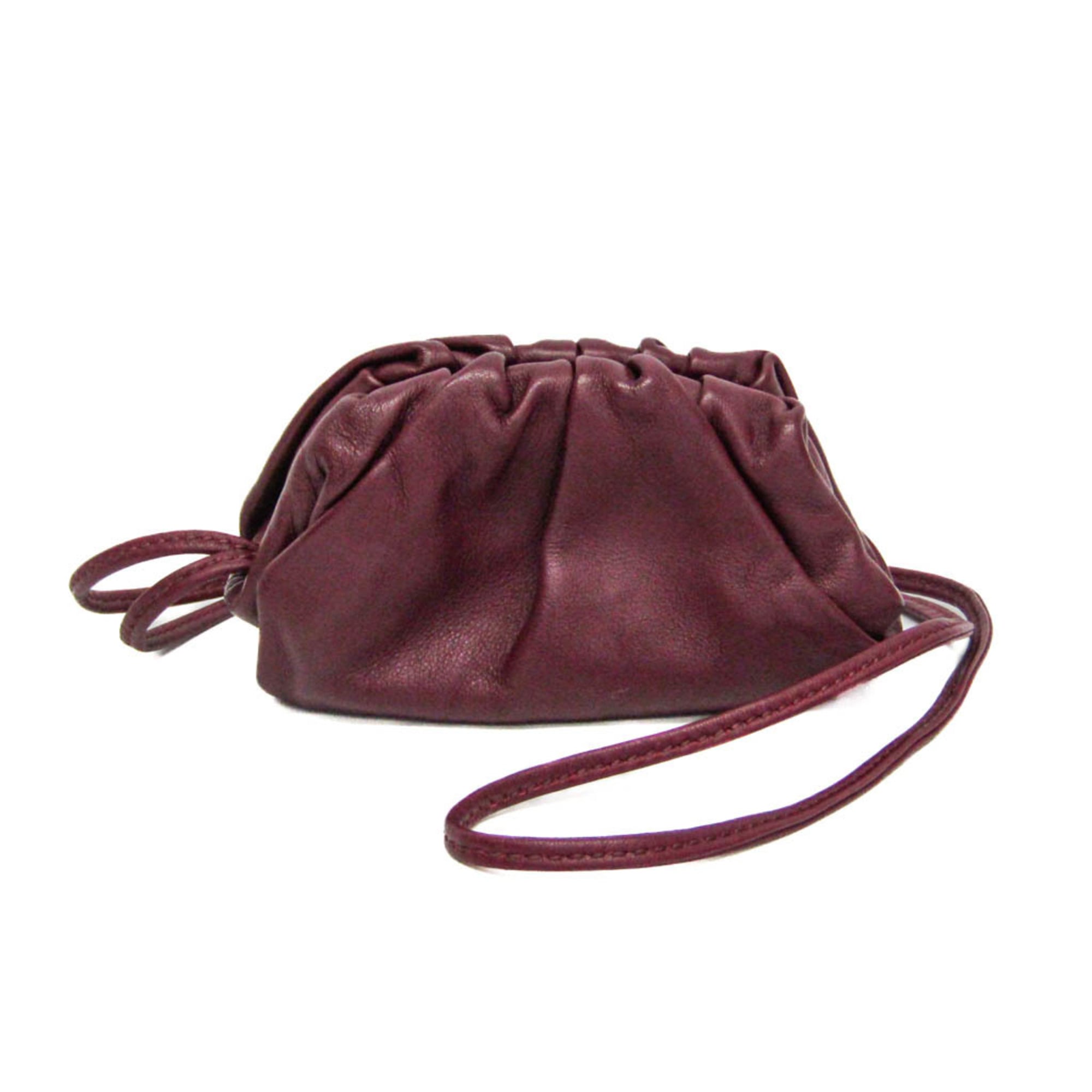 Bottega Veneta The Pouch Leather Burgundy Leather Clutche & Pouche Bag
