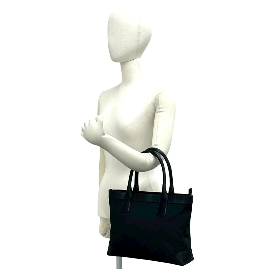 Gucci Black Canvas Leather Boston Bag Handbag Tote Bag (Pre-Owned)