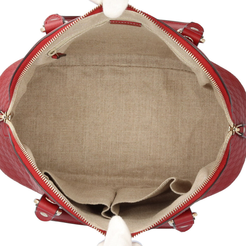 Gucci Red Color Leather Handbag Shoulder Bag (Pre-Owned)