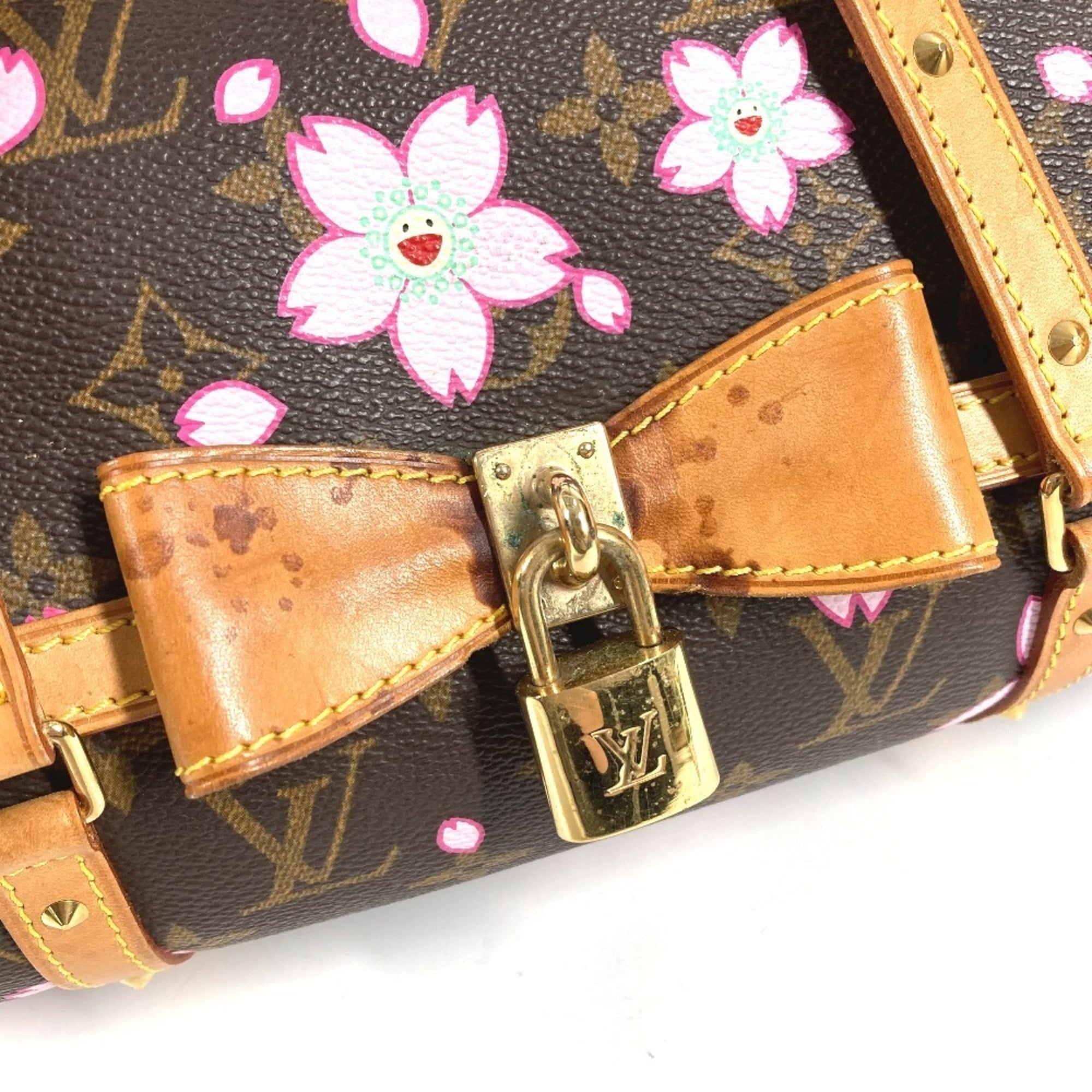 Louis Vuitton Brown Pink Monogram Cherry Blossom Handbag Shoulder Bag Tote Bag