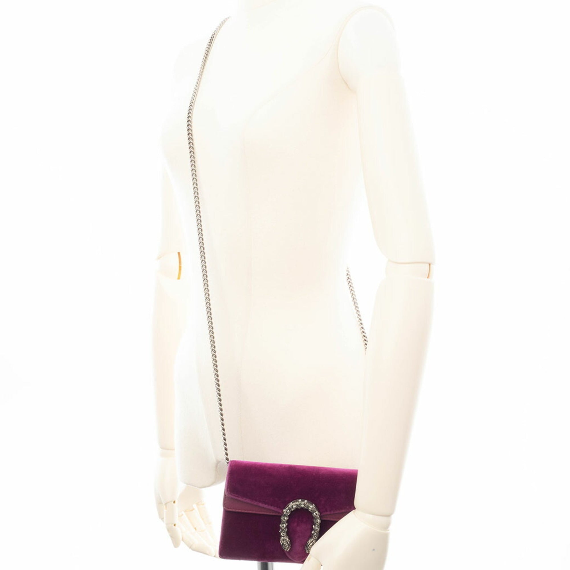 Gucci Purple Velvet Leather Shoulder Bag (Pre-Owned)