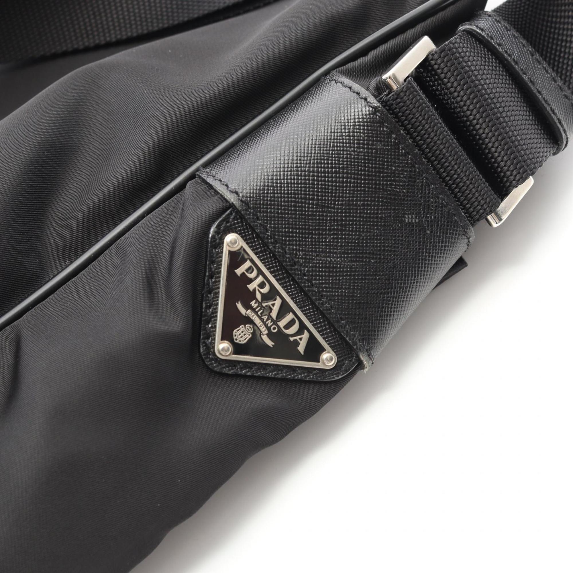 Prada Black Nylon Leather Shoulder Bag