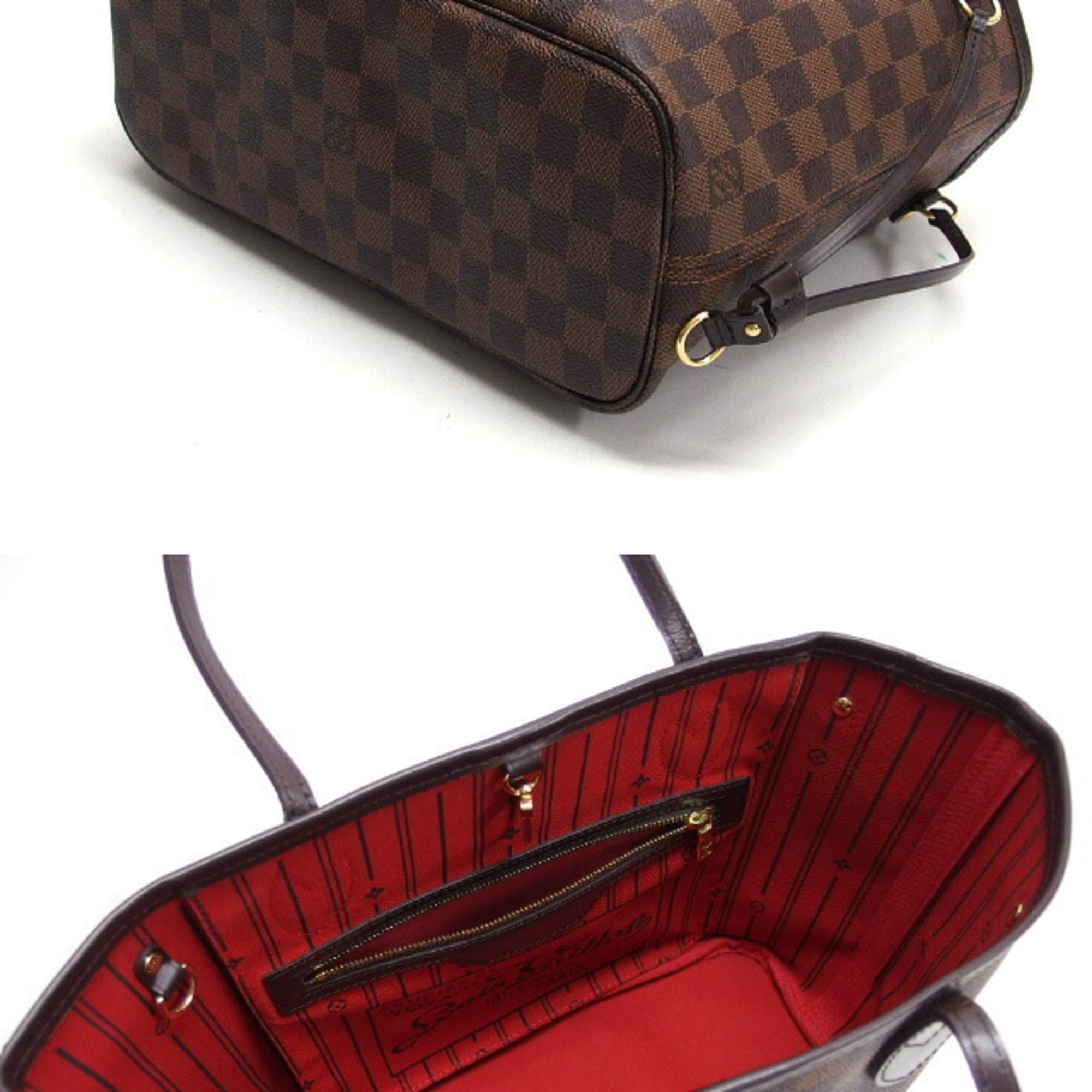 Louis Vuitton Brown Damier Canvas Leather Handbag Tote Bag