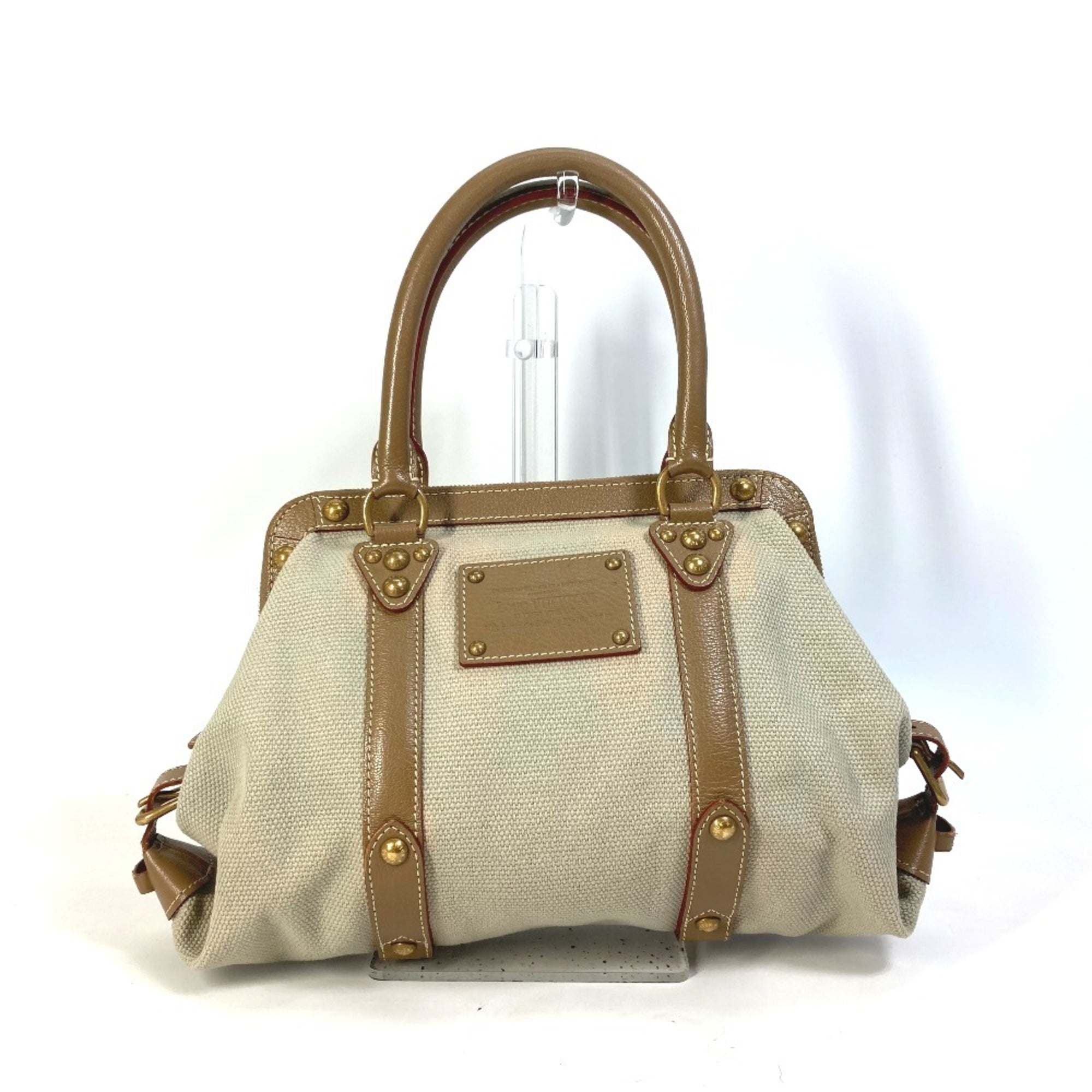 Louis Vuitton Beige Canvas Leather Handbag Shoulder Bag