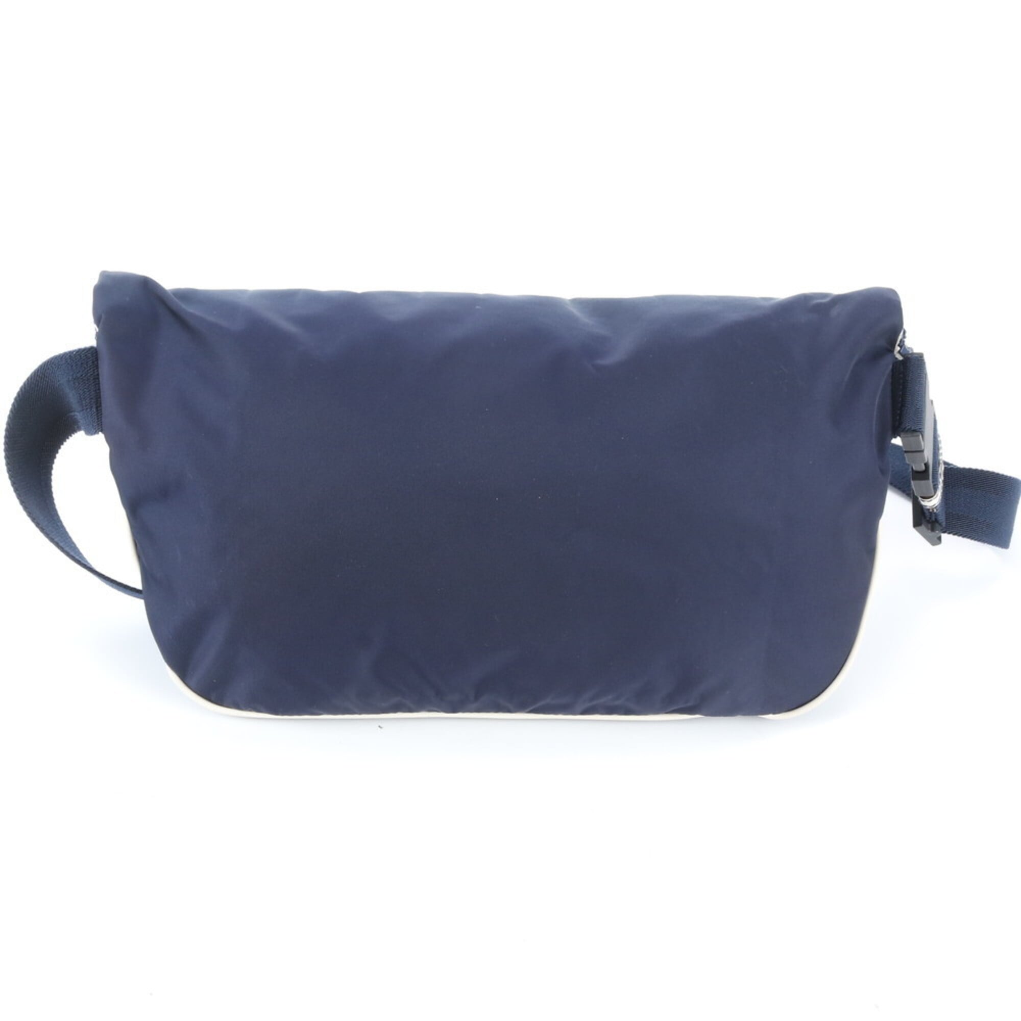 Gucci Navy White Leather Nylon Fanny Pack Pouch Sling Bag (Pre-Owned)