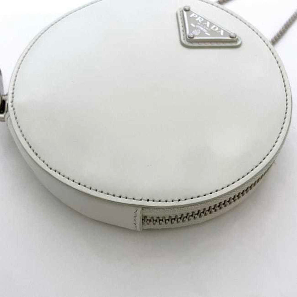 Prada White Leather Pochette Shoulder Bag