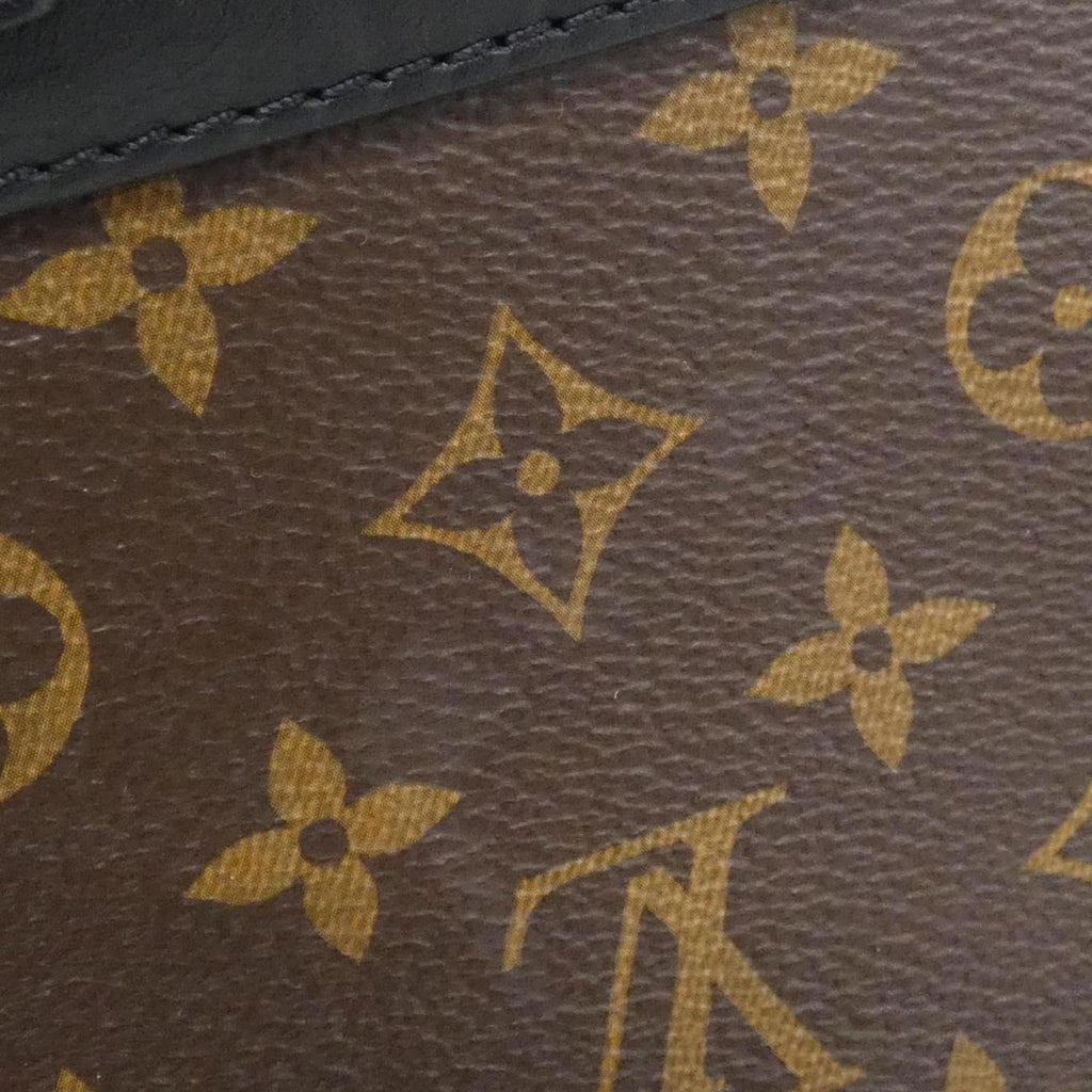 Louis Vuitton Monogram Black Marron Coated Canvas Leather Handbag