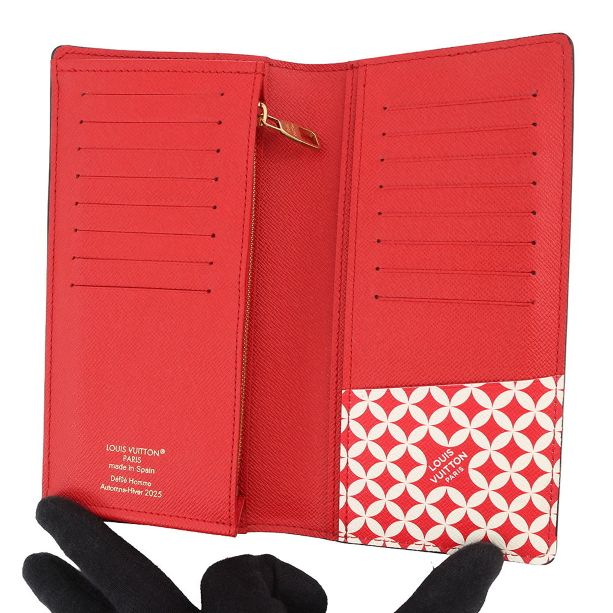 Louis Vuitton Damier Brown Damier Canvas Red Color Damier Canvas Long Wallet