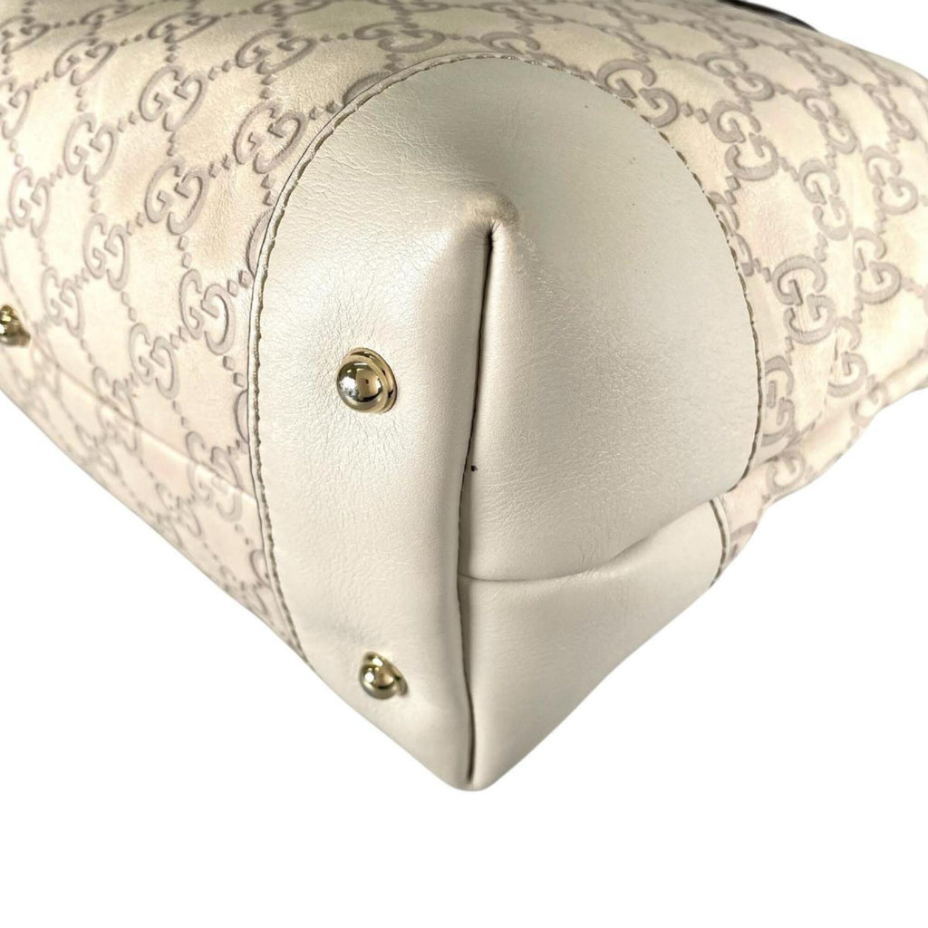 Gucci Beige Leather Shoulder Bag Tote Bag (Pre-Owned)