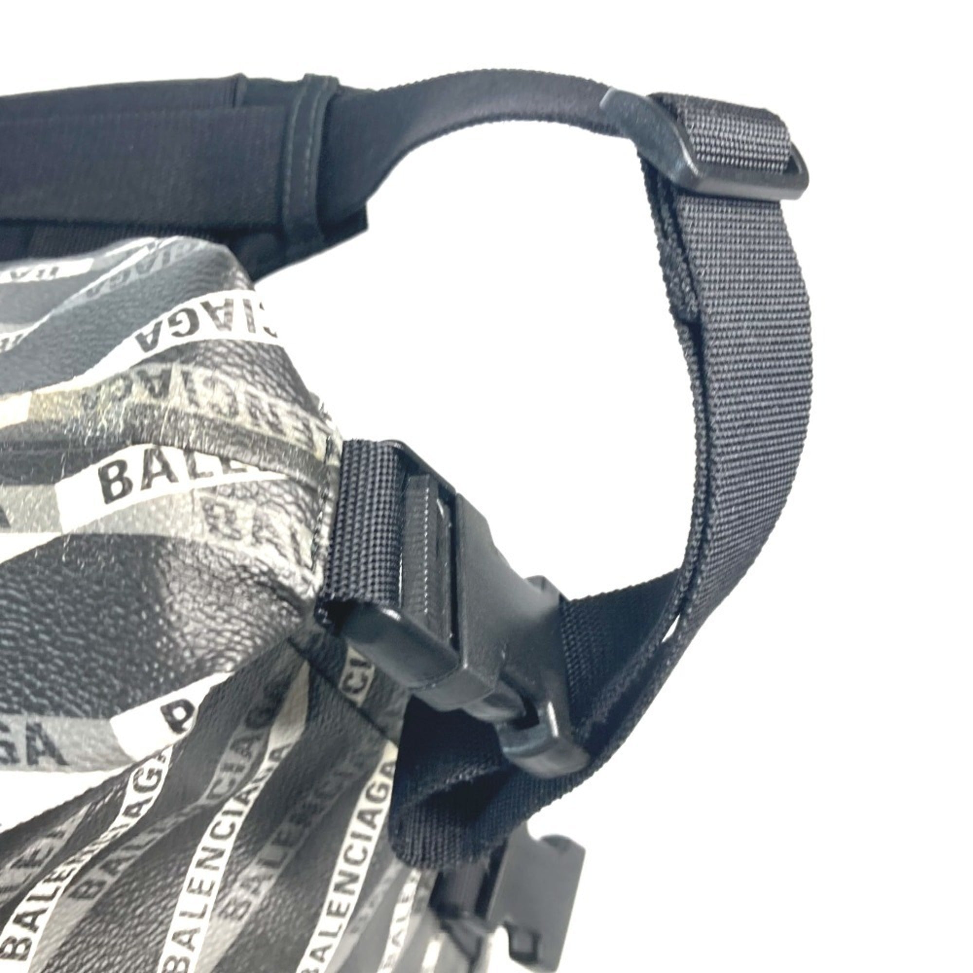 Balenciaga Black Gray Leather Pvc Boston Bag Shoulder