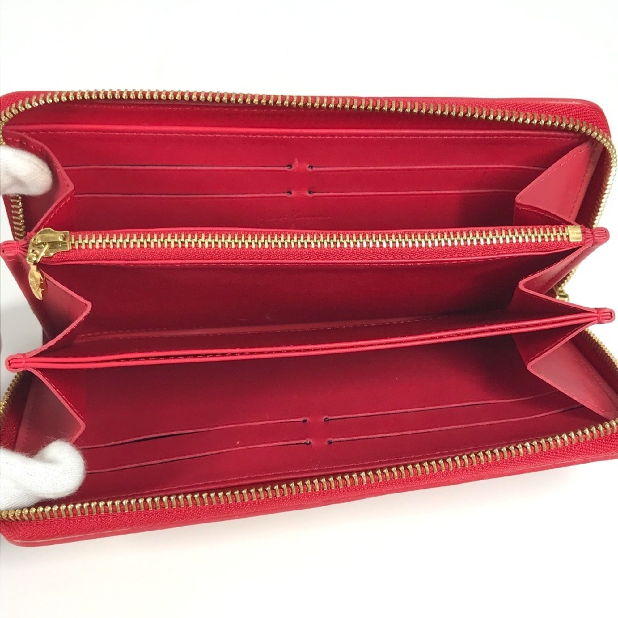 Louis Vuitton Red Color White Patent Leather Long Wallet