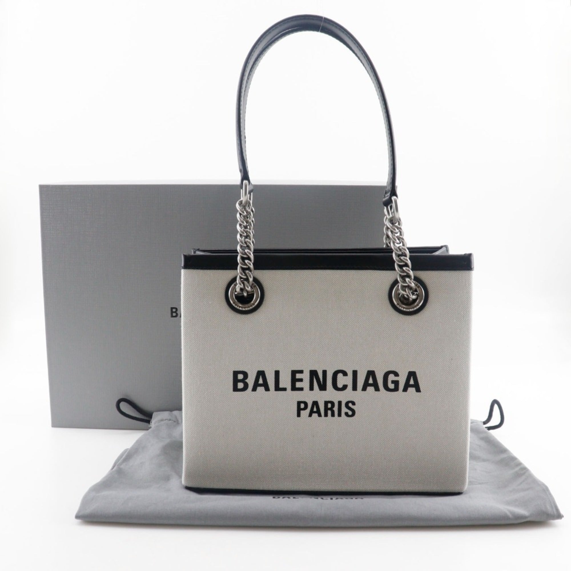 Balenciaga Light Gray Nylon Canvas Tote