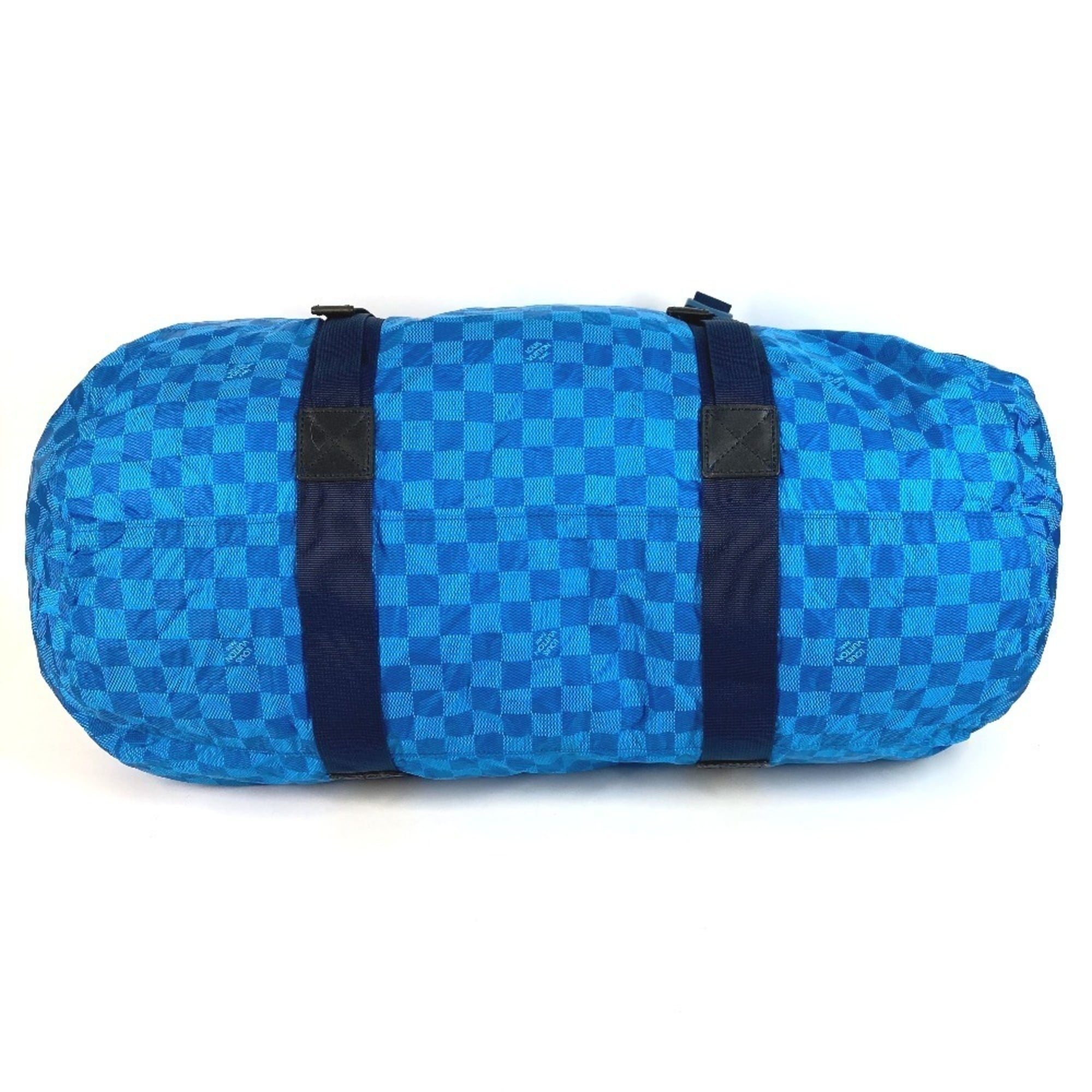 Louis Vuitton Black Blue Leather Nylon Boston Bag Shoulder Bag