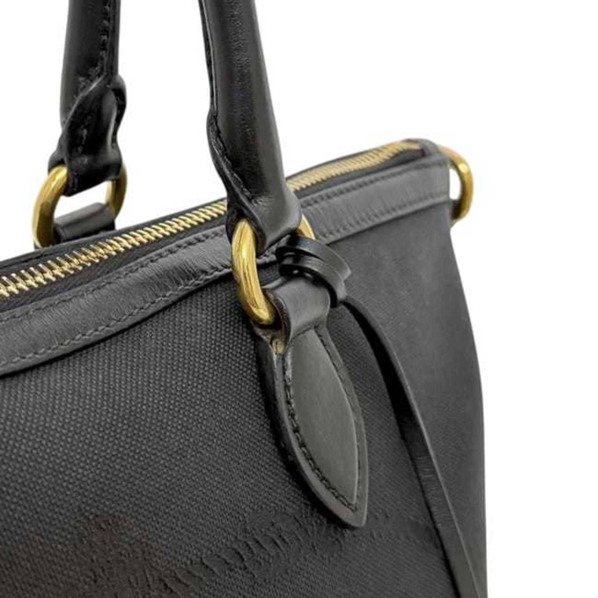 Prada Black Nero Canvas Jacquard Leather Shoulder Bag Tote Bag