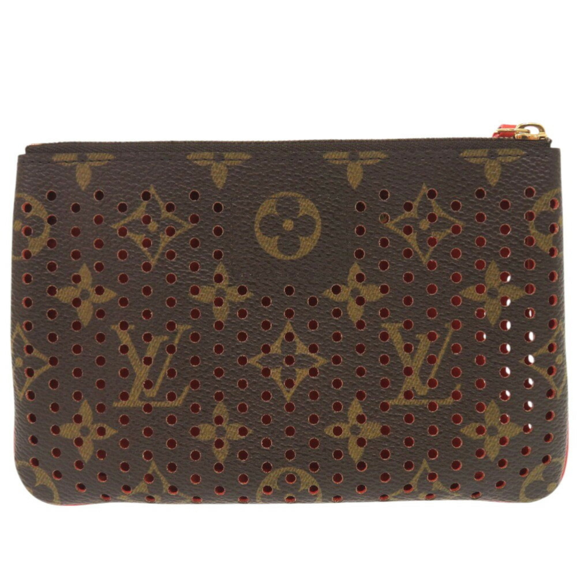 Louis Vuitton Lv Orange Monogram Monogram Perforated Pochette Pouch