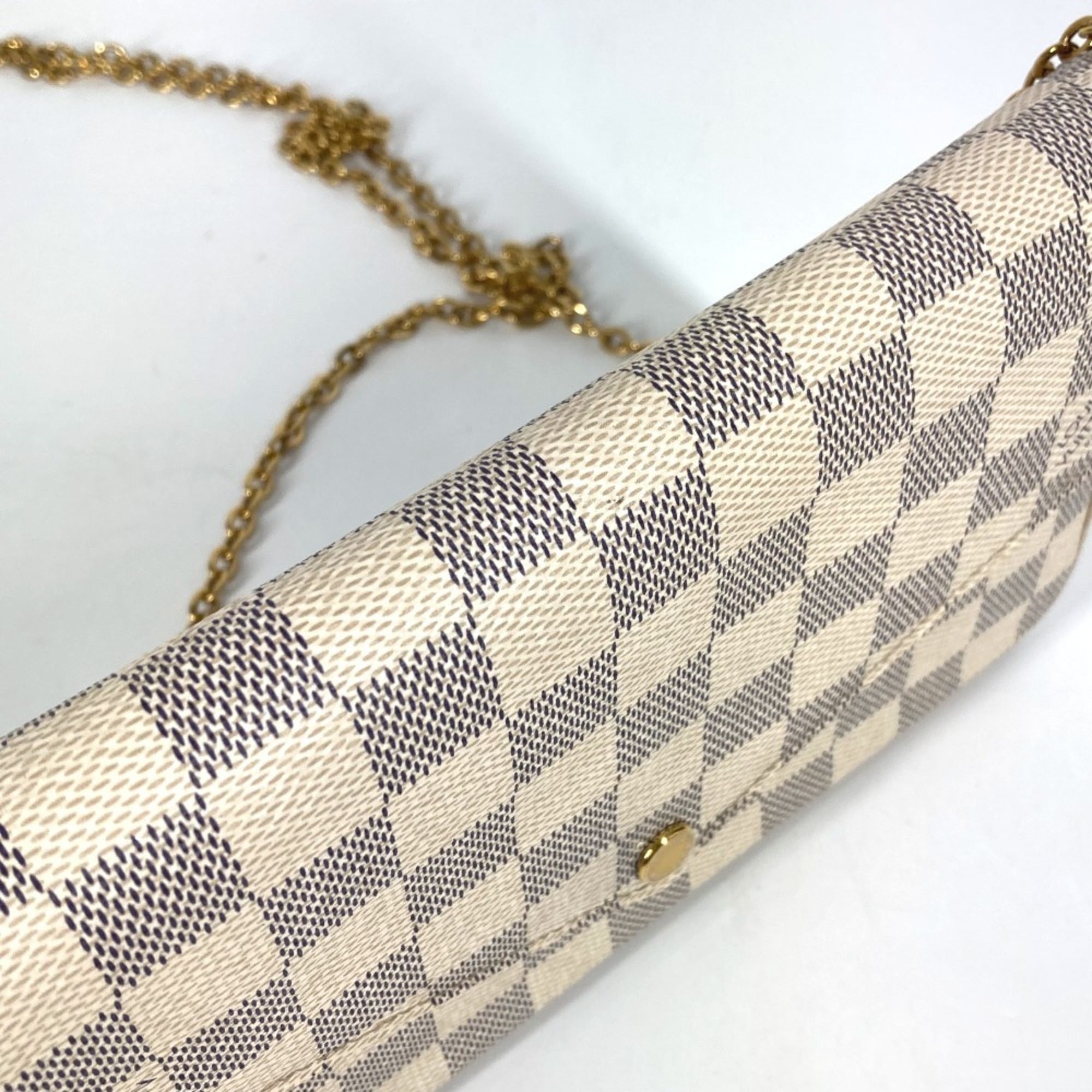 Louis Vuitton Pink Rose Ballerine White Damier Azur Chain/Shoulder Wallet