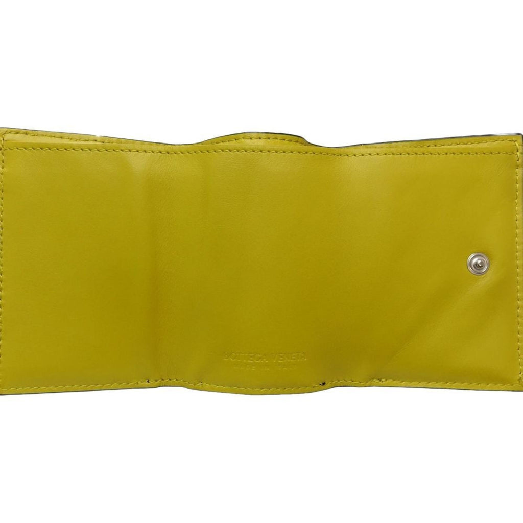 Bottega Veneta Intrecciato Navy Yellow Intrecciato Wallet (Tri-Fold)