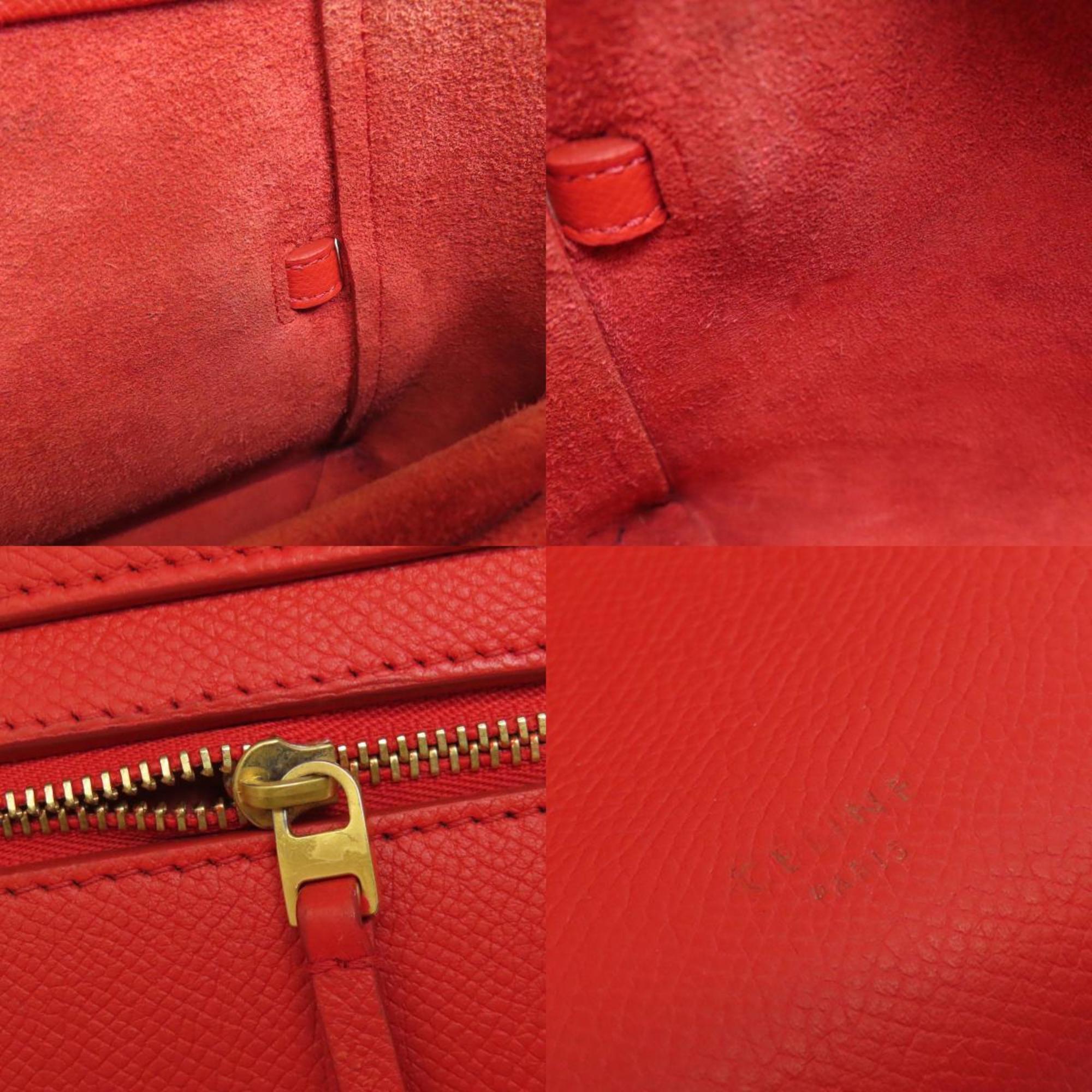 Celine Red Color Leather Handbag