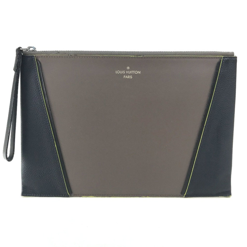 Louis Vuitton Gray Leather Clutch Bag