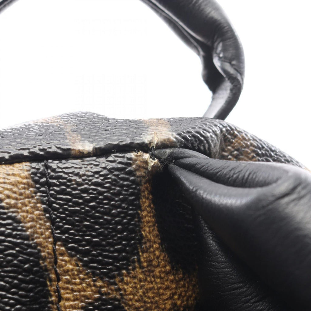 Louis Vuitton Black Brown Coated Canvas Leather Backpack Handbag