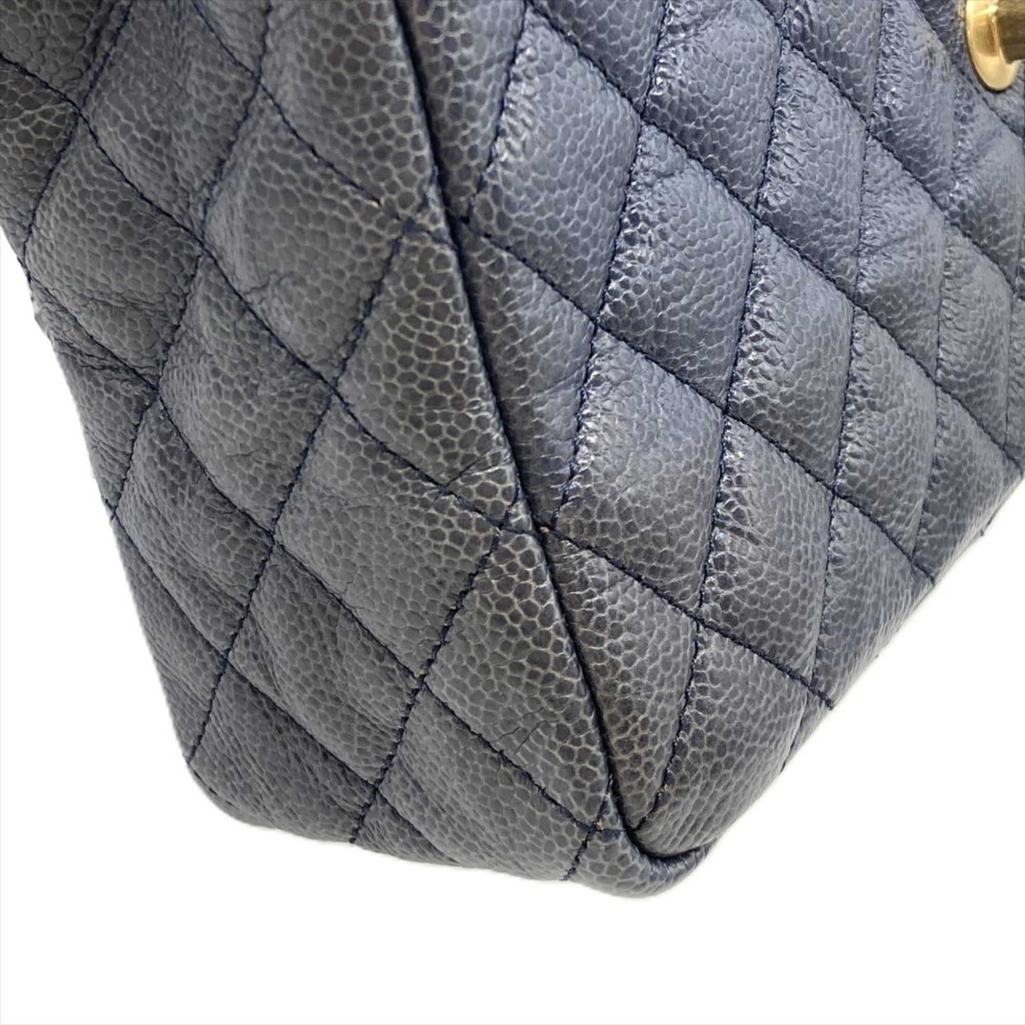 Chanel Blue Grained Calfskin Shoulder Bag