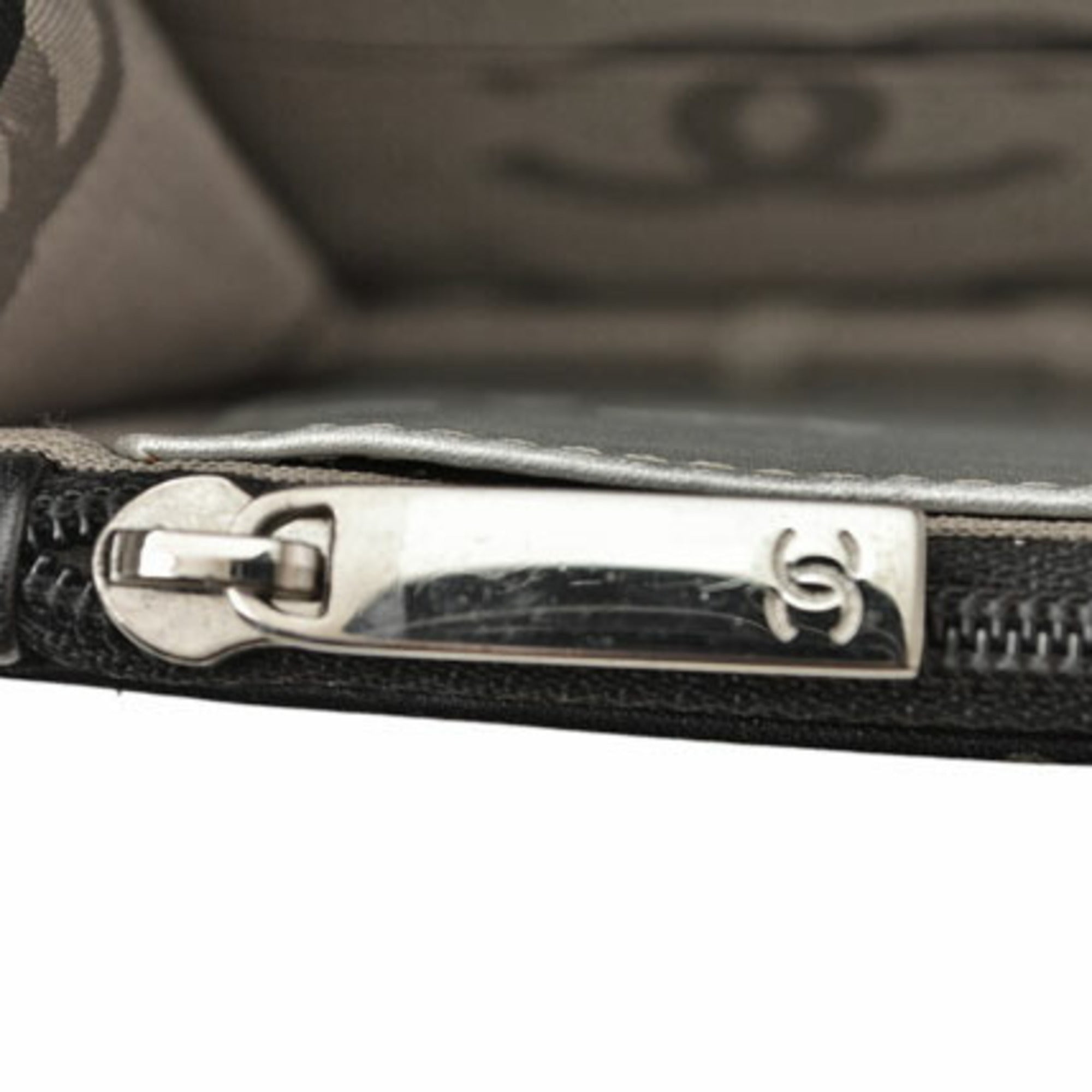 Chanel Black Leather Chain/Shoulder Wallet