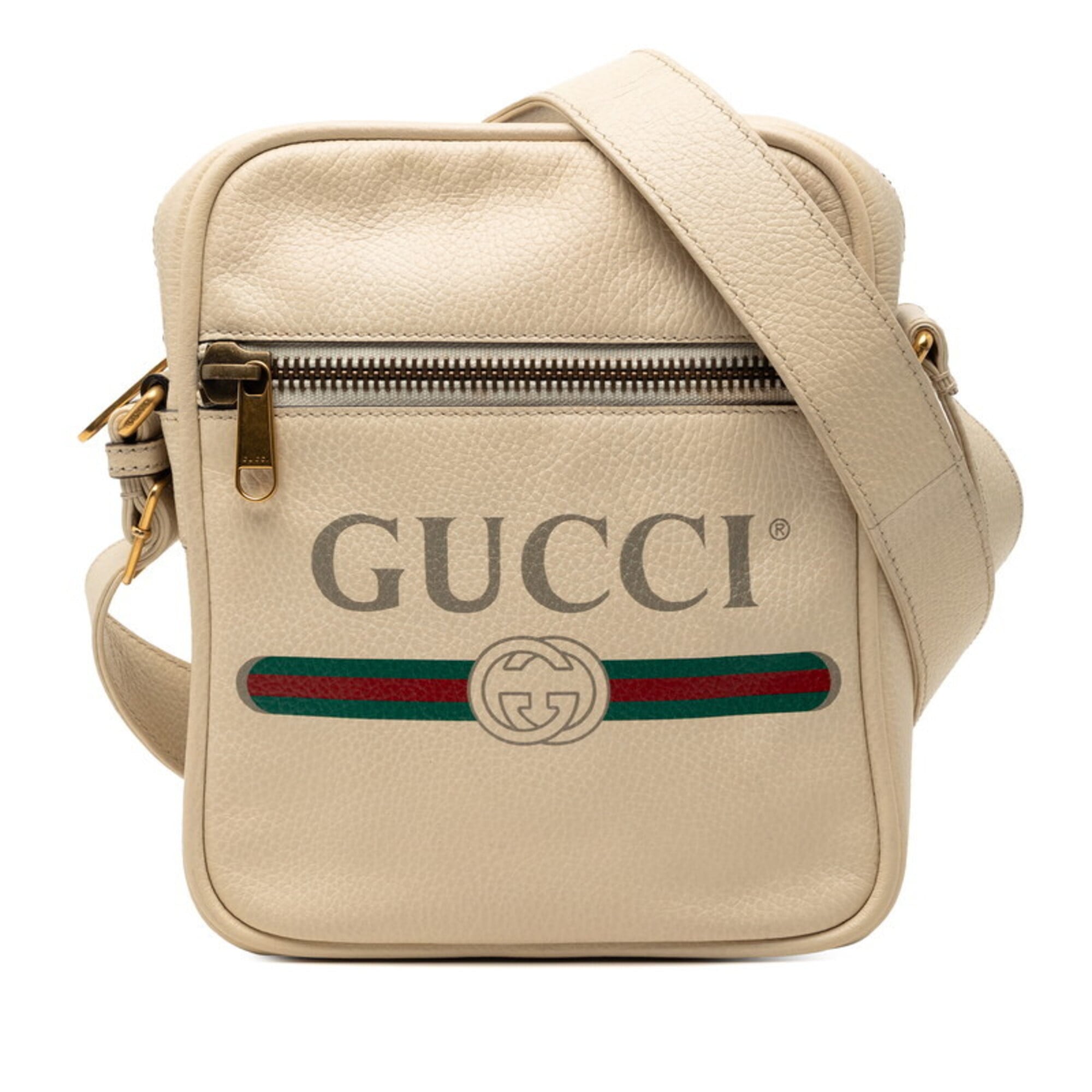 Gucci Multi-Color White Leather Shoulder Bag (Pre-Owned)