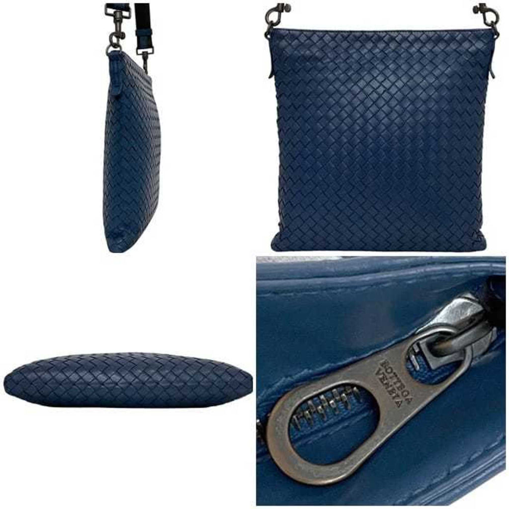 Bottega Veneta Blue Intrecciato Shoulder Bag