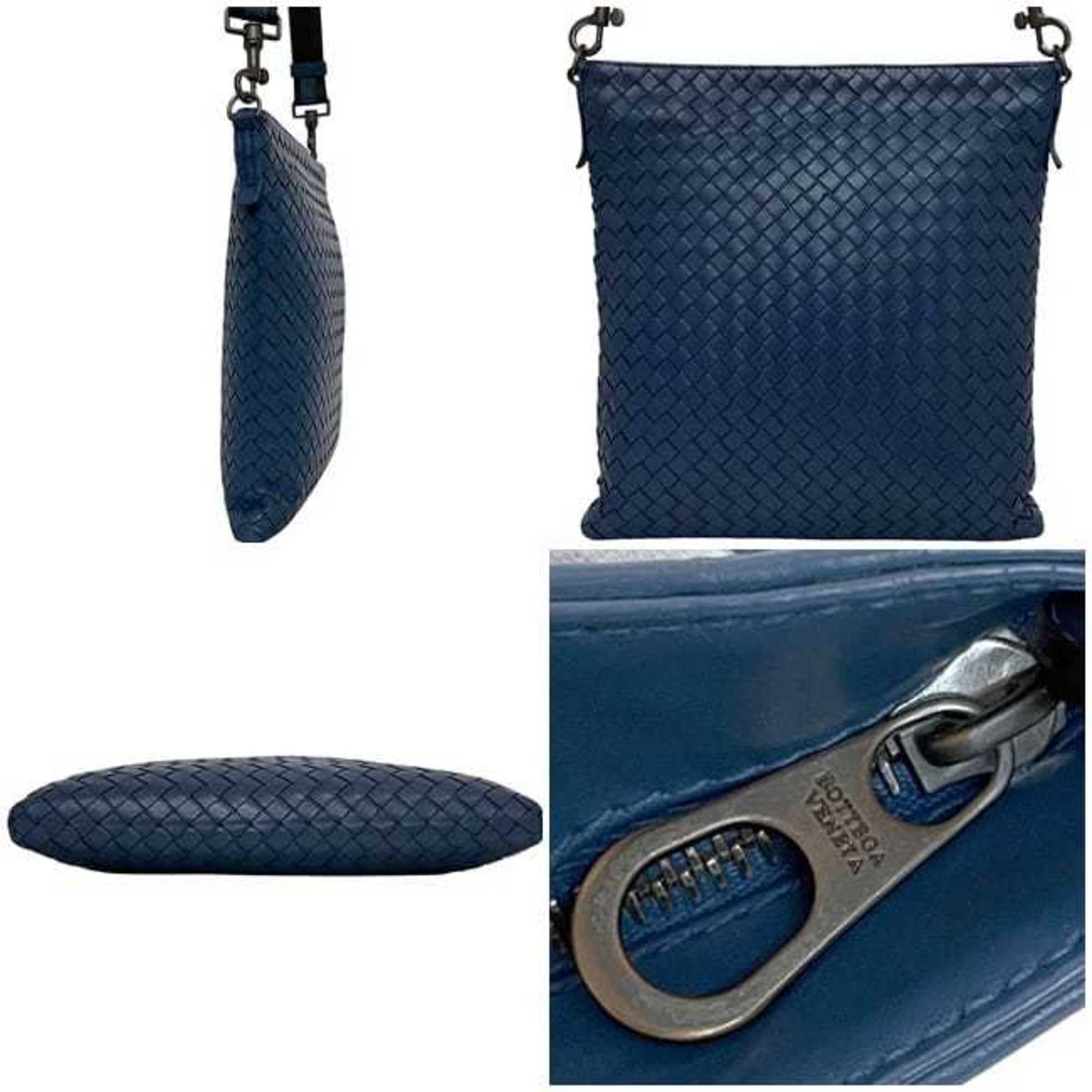 Bottega Veneta Blue Intrecciato Shoulder Bag